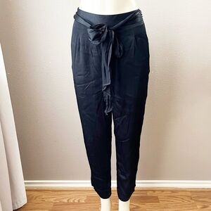 Anthropologie Black Ankle Cropped Pants with Drawstring Waist